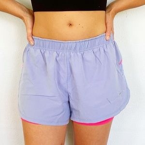 Hind purple pink layered spandex work out running shorts size medium